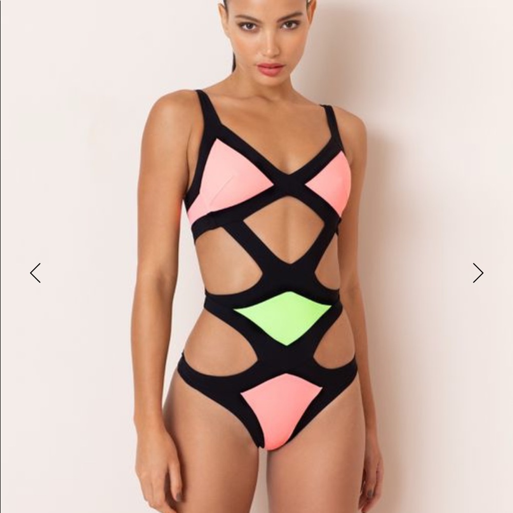 Mazzy Pink and Green One piece Swimsuit
